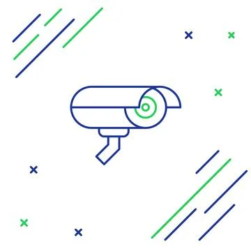 Line Security camera icon isolated on white background. Colorful outline concept Stock Illustration