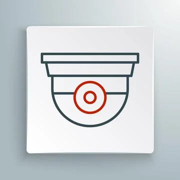 Line Security camera icon isolated on white background. Colorful outline concept Illustrazione stock