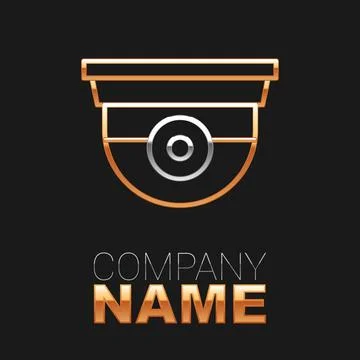 Line Security camera icon isolated on black background. Colorful outline concept Illustrazione stock