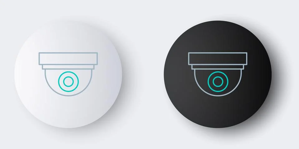 Line Security camera icon isolated on grey background. Colorful outline conce Stock Illustration