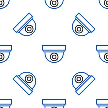 Line Security camera icon isolated seamless pattern on white background Stock Illustration
