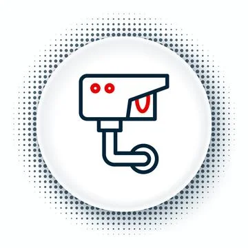 Line Security camera icon isolated on white background. Colorful outline concept Stock Illustration