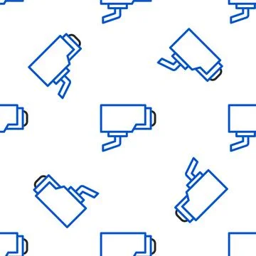 Line Security camera icon isolated seamless pattern on white background Stock Illustration