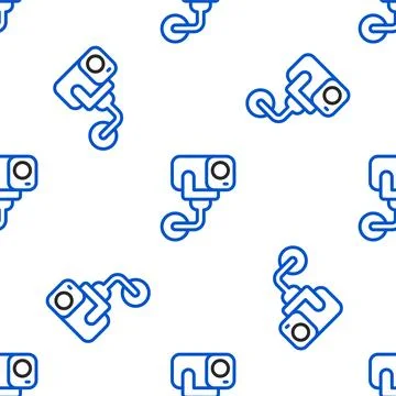 Line Security camera icon isolated seamless pattern on white background 스톡 일러스트