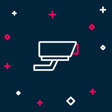 Line Security camera icon isolated on blue background. Colorful outline concept Stock Illustration