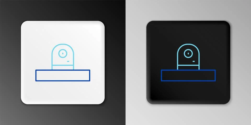 Line Security camera icon isolated on grey background. Colorful outline con.. Stock Illustration