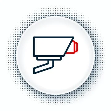 Line Security camera icon isolated on white background. Colorful outline co.. Stock Illustration