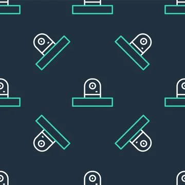 Line Security camera icon isolated seamless pattern on black background.  V.. Stock Illustration