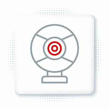 Line Security camera icon isolated on white background. Colorful outline conc Illustrazione stock