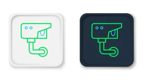 Line Security camera icon isolated on white background. Colorful outline co.. Stock Illustration
