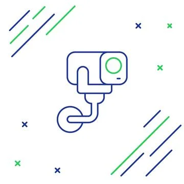 Line Security camera icon isolated on white background. Colorful outline co.. Stock Illustration