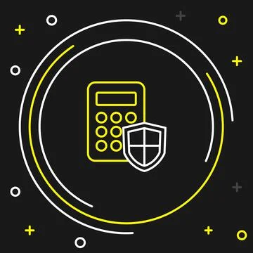 Line Security system control panel with display icon isolated on black Stock Illustration