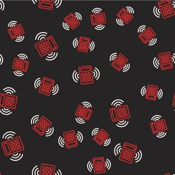 Line Security system control panel with display icon isolated seamless pattern Illustrazione stock