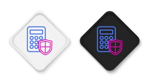 Line Security system control panel with display icon isolated on white backgr Stock Illustration