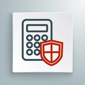 Line Security system control panel with display icon isolated on white backgr Stock Illustration