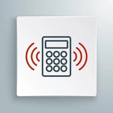 Line Security system control panel with display icon isolated on white backgr Stock Illustration