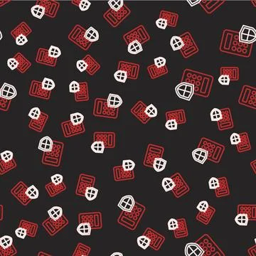 Line Security system control panel with display icon isolated seamless pattern Stock Illustration