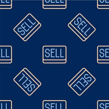Line Sell button icon isolated seamless pattern on blue background. Financial Stock Illustration