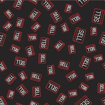Line Sell button icon isolated seamless pattern on black background. Financial Stock Illustration