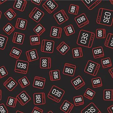 Line SEO optimization icon isolated seamless pattern on black background. Vector イラスト素材