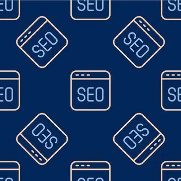 Line SEO optimization icon isolated seamless pattern on blue background. Vector イラスト素材