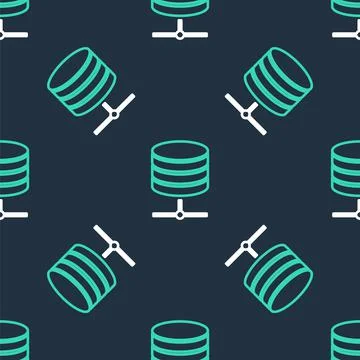 Line Server, Data, Web Hosting icon isolated seamless pattern on black Illustrazione stock