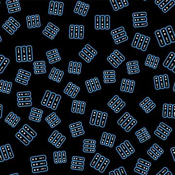 Line Server, Data, Web Hosting icon isolated seamless pattern on black Stock Illustration