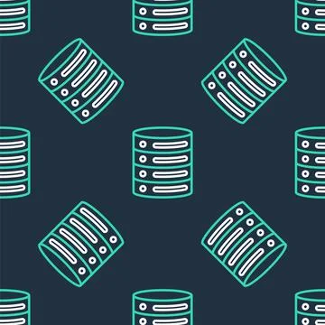 Line Server, Data, Web Hosting icon isolated seamless pattern on black backgr Stock Illustration