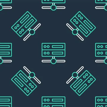 Line Server, Data, Web Hosting icon isolated seamless pattern on black backgr Illustrazione stock