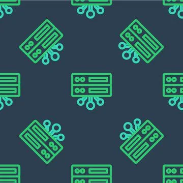 Line Server, Data, Web Hosting icon isolated seamless pattern on blue background Stock Illustration