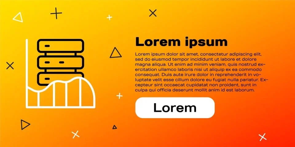 Line Server, Data, Web Hosting icon isolated on yellow background. Colorful Illustrazione stock