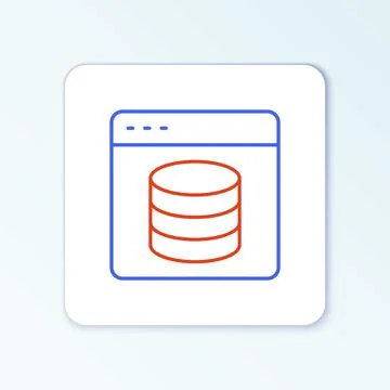 Line Server, Data, Web Hosting icon isolated on white background. Colorful ou Illustrazione stock
