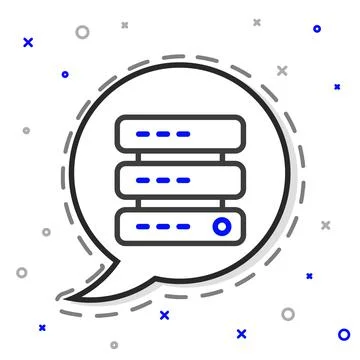 Line Server, Data, Web Hosting icon isolated on white background. Colorful Illustrazione stock