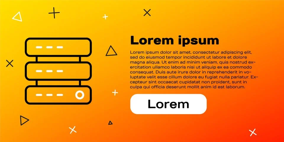 Line Server, Data, Web Hosting icon isolated on yellow background. Colorful Stock Illustration