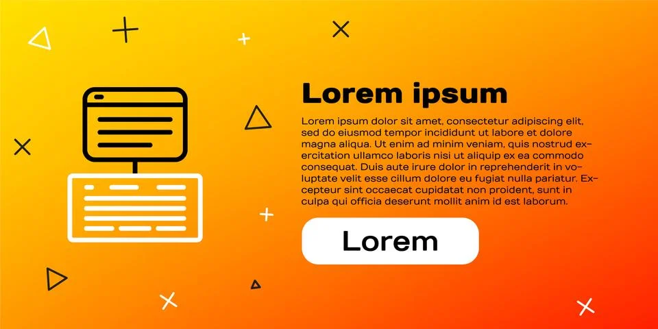 Line Server, Data, Web Hosting icon isolated on yellow background. Colorful Illustrazione stock