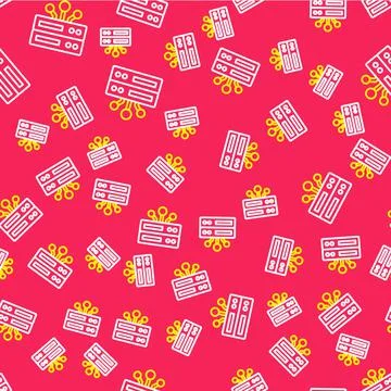 Line Server, Data, Web Hosting icon isolated seamless pattern on red background Illustrazione stock