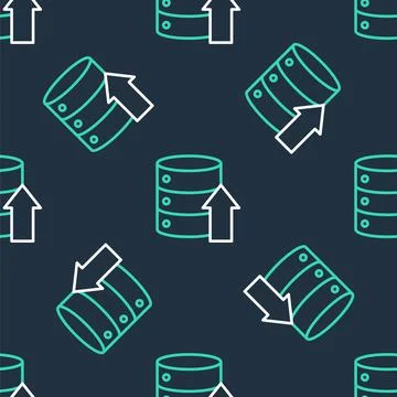 Line Server, Data, Web Hosting icon isolated seamless pattern on black 스톡 일러스트