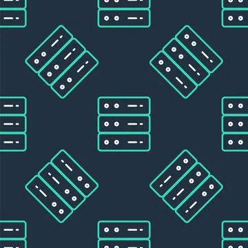 Line Server, Data, Web Hosting icon isolated seamless pattern on black Stock Illustration