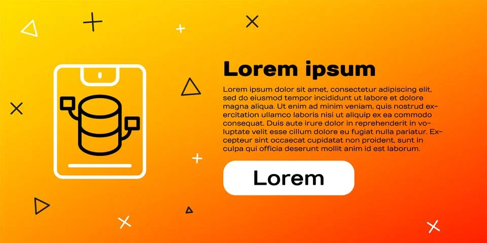 Line Server, Data, Web Hosting icon isolated on yellow background. Colorful Illustrazione stock