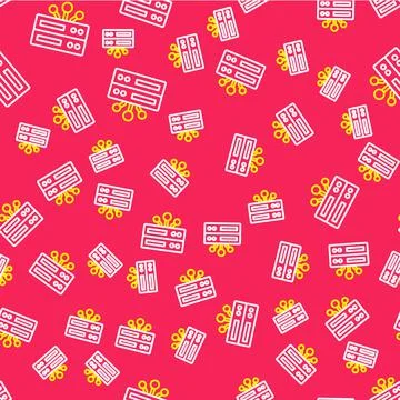 Line Server, Data, Web Hosting icon isolated seamless pattern on red background Stock Illustration