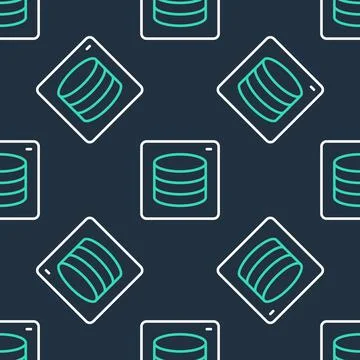 Line Server, Data, Web Hosting icon isolated seamless pattern on black Illustrazione stock