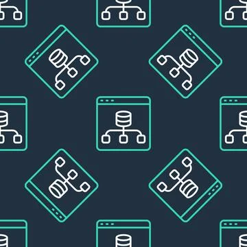 Line Server, Data, Web Hosting icon isolated seamless pattern on black イラスト素材