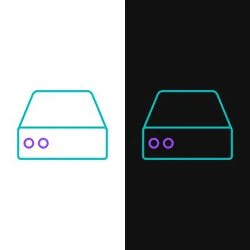 Line Server, Data, Web Hosting icon isolated on white and black background Illustrazione stock