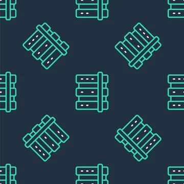 Line Server, Data, Web Hosting icon isolated seamless pattern on black Stock Illustration
