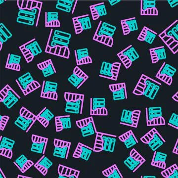 Line Server, Data, Web Hosting icon isolated seamless pattern on black Illustrazione stock