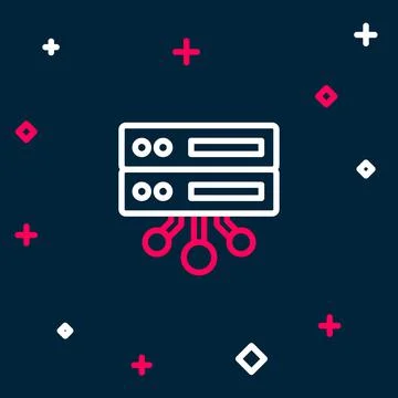 Line Server, Data, Web Hosting icon isolated on blue background. Colorful Illustrazione stock