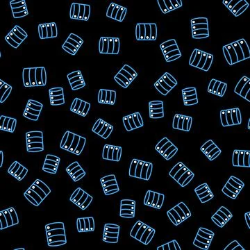 Line Server, Data, Web Hosting icon isolated seamless pattern on black Stock Illustration