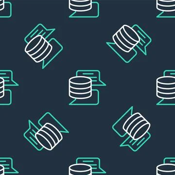 Line Server, Data, Web Hosting icon isolated seamless pattern on black Stock Illustration
