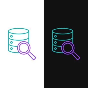 Line Server, Data, Web Hosting icon isolated on white and black background Illustrazione stock