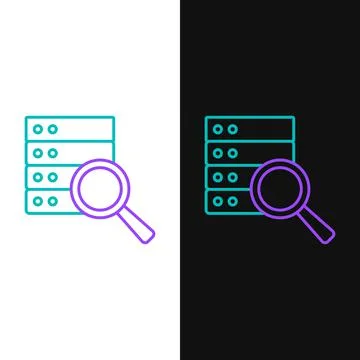 Line Server, Data, Web Hosting icon isolated on white and black background Stock Illustration